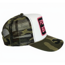 Load image into Gallery viewer, Hot Pink Focus Bitch on Camouflage Trucker hat
