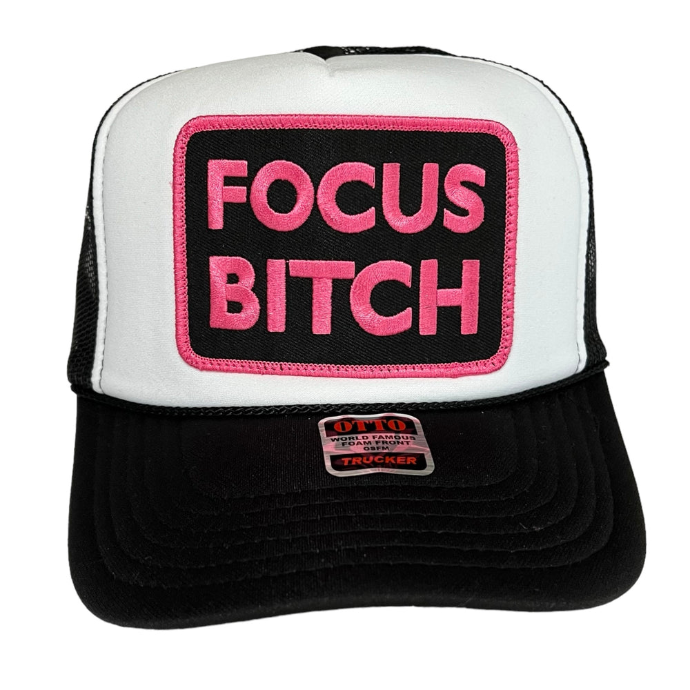Fuchsia Focus Bitch  Blk/Wht Trucker Hat