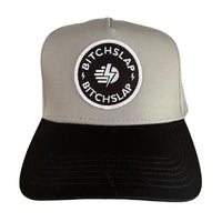 Circle Patch 5-Panel Curved Brim Snap Back - Grey/Blk