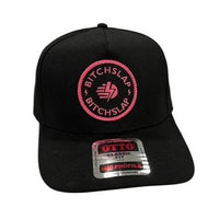 Fuchsia Circle Patch 5-Panel Curved Brim Snap Back - Black