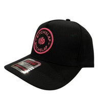 Fuchsia Circle Patch 5-Panel Curved Brim Snap Back - Black