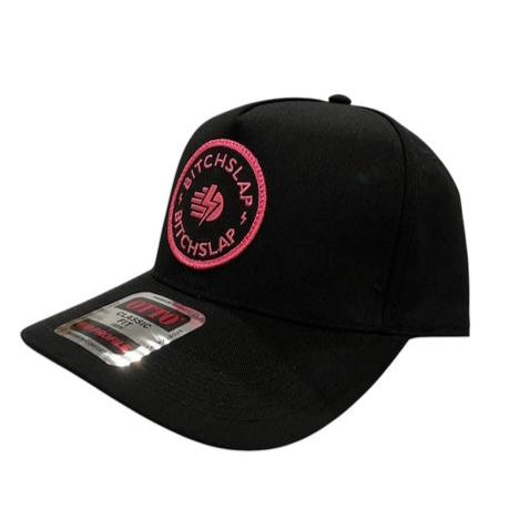 Fuchsia Circle Patch 5-Panel Curved Brim Snap Back - Black nutrition facts