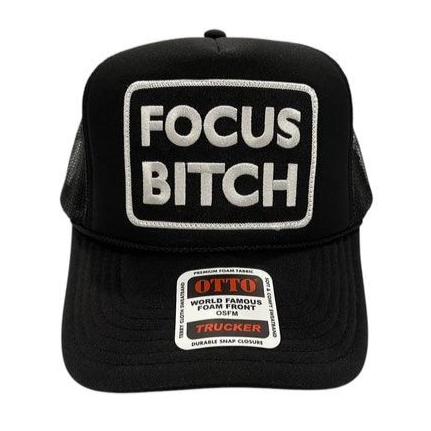 White Focus Bitch Black Trucker Hat
