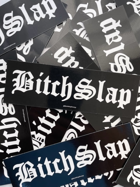 Bitchslap Old English Black White Sticker 3 pk