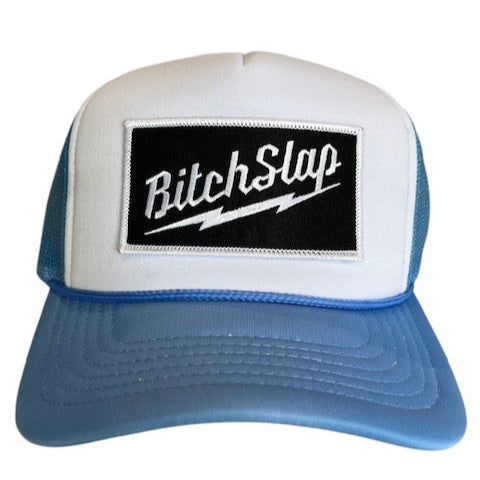 Bitchslap Big Bolt Patch Baby Blue & White Trucker Hat