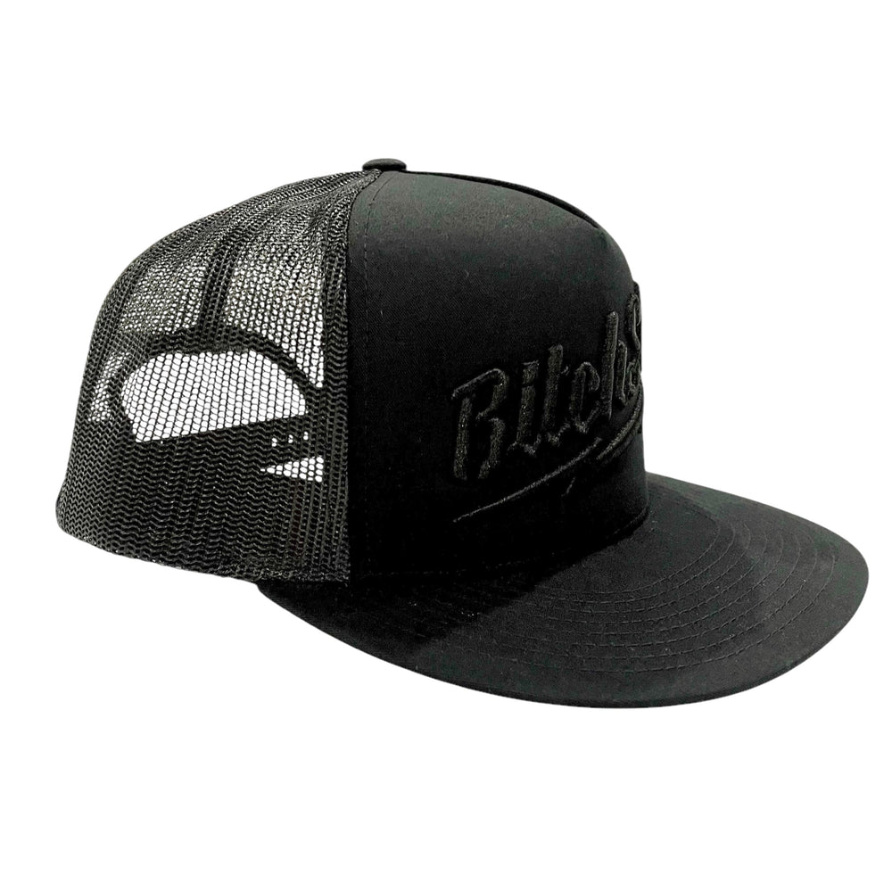 Black Big Bolt 3D Embroidered Flat Brim Snapback Trucker