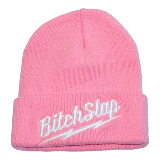 Bitchslap Big Bolt Beanie Pink