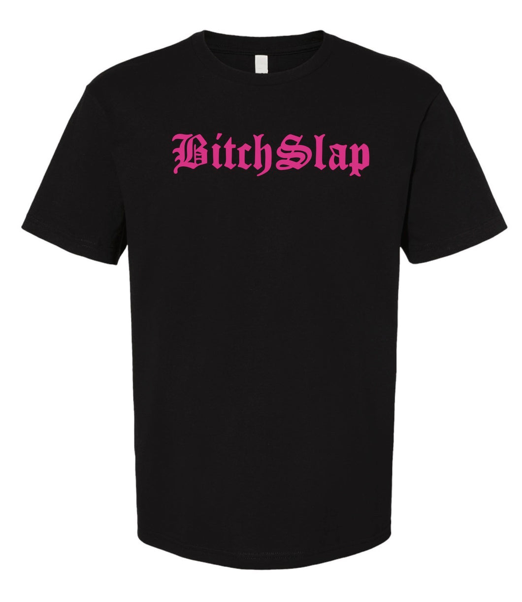 BITCHSLAP Old English Represent T-Shirt - Neon Pink