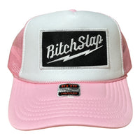 Bitchslap Big Bolt Patch Pink & White Trucker Hat