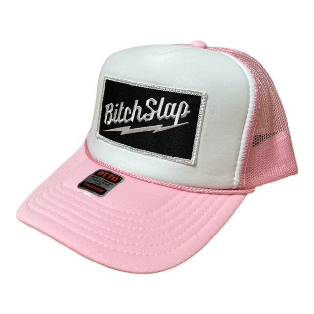 Bitchslap Big Bolt Patch Pink & White Trucker Hat