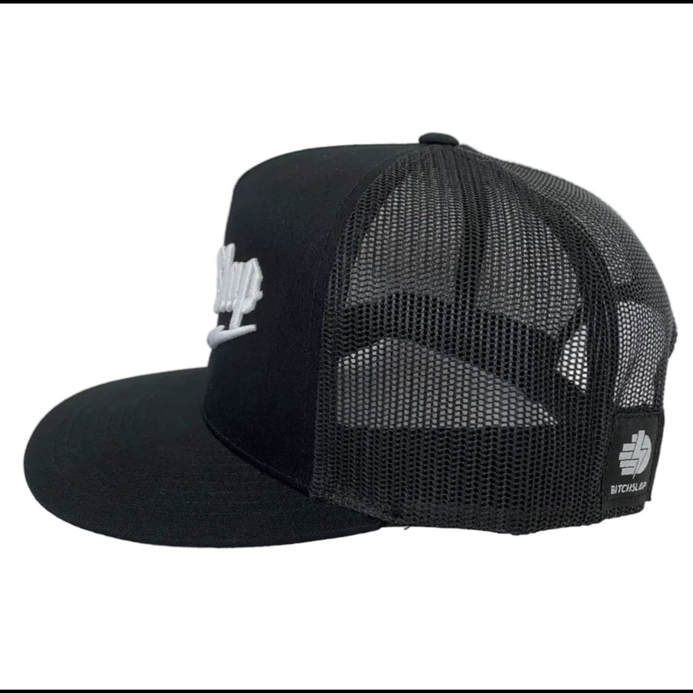 White Big Bolt 3D Embroidered Flat Brim Snapback Trucker