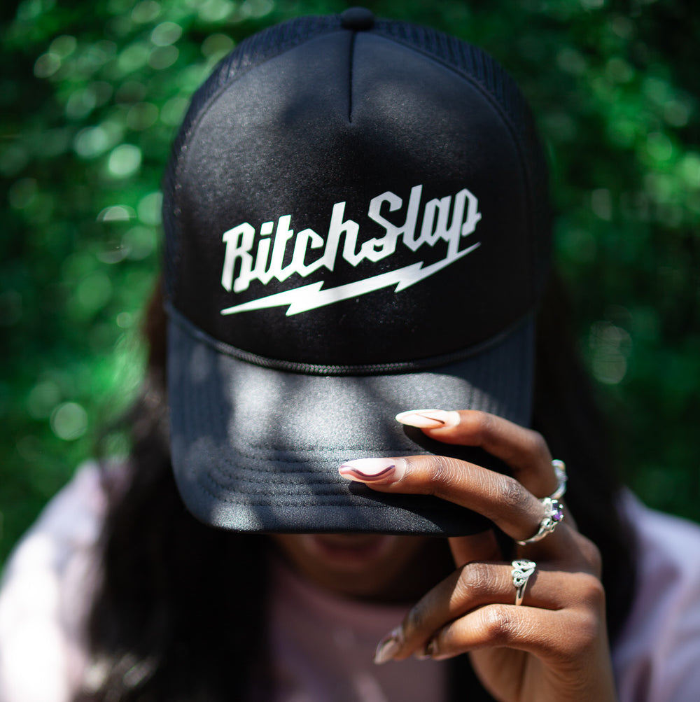 Bitchslap Black Big Bolt Retro Trucker Hat
