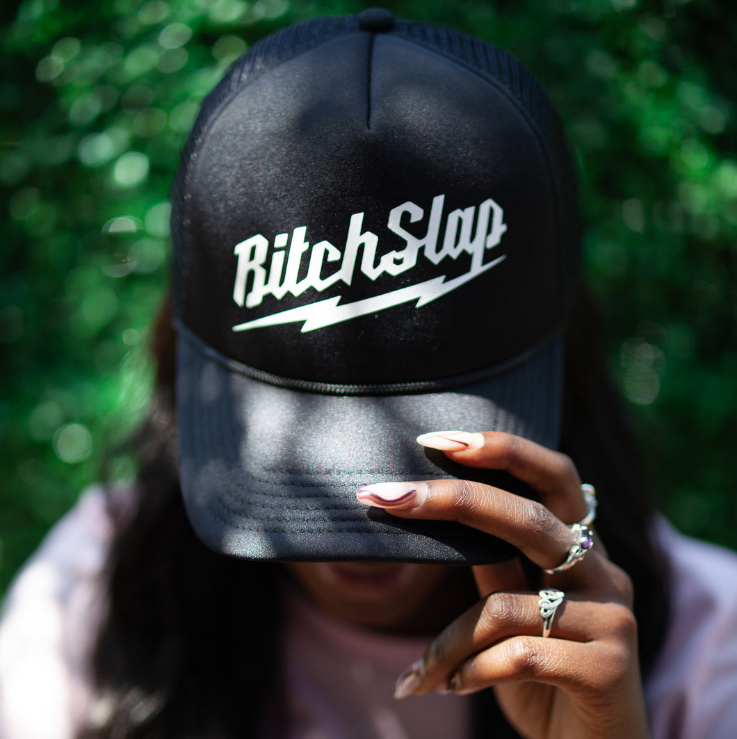 Bitchslap Black Big Bolt Retro Trucker Hat